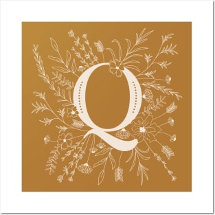 Botanical Letter Q (Mustard Yellow) Posters and Art